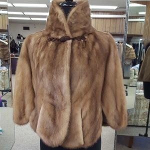Natural Autumn Haze Mink Fur Cape